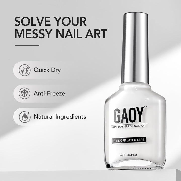 Liquid Latex for Nails, 16Ml Peel off Cuticle Guard with Stick, Skin Barrier Protector Latex Tape for Nail Polish Nail Art DIY