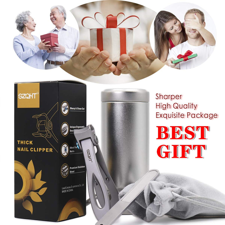 Ultra Wide Jaw Opening Nail Clippers Set, Toenail Clippers for Thick Nails, Heavy Duty Nail Cutter, Stainless Steel Toe Nail Clippers for Seniors, Men & Women Manicure,Pedicure,Big(Black)