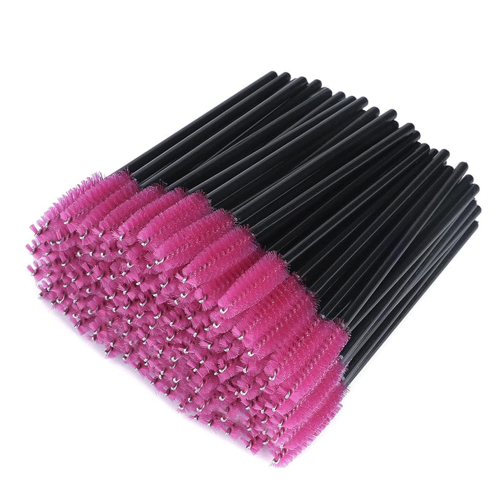 100PCS Disposable Eyelash Brushes, Rose Mascara Wands Applicator Makeup Kits, Eyelash Spoolies Brushes for Eyelash Extensions and Eyebrows