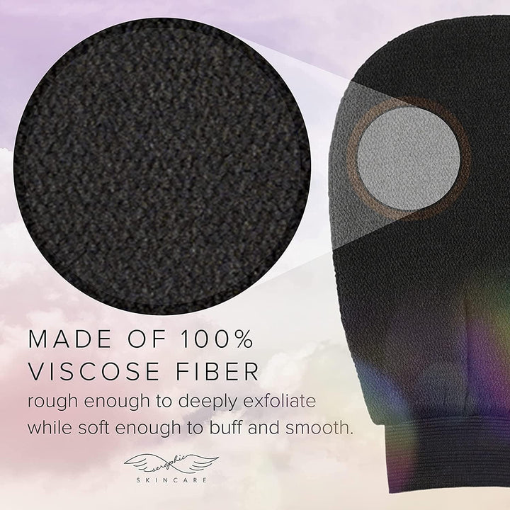 (Original) Premium Exfoliating Mitt for Body (1Pc) – 100% Vegan Viscose Traditional Body Scrub Glove Kessa Korean Washcloth – Body Exfoliator for Self-Tan Removal & Keratosis Pilaris