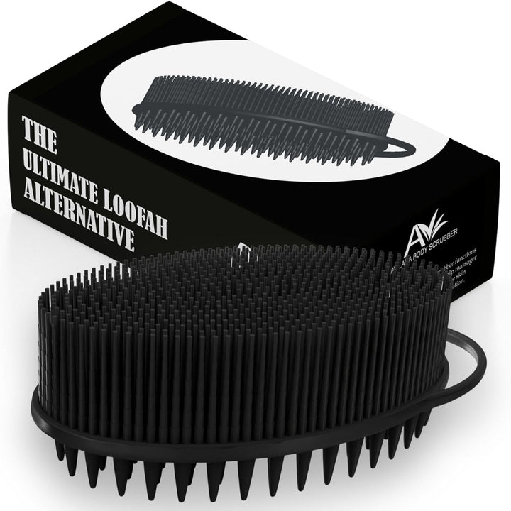 Silicone Body Scrubber – Gentle Shower Brush & Loofah Alternative- Food Grade & Lab Tested – Fast-Drying, Hygienic, Bpa-Free Silicone Body Gentle Exfoliator (Lavender, Massage)