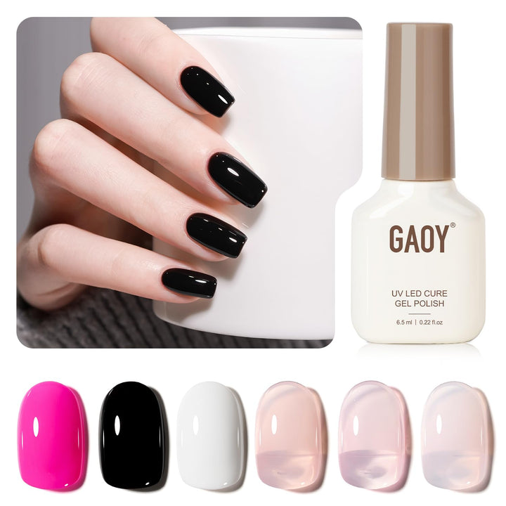 Nude Brown Gel Nail Polish Set, 6 Colors Beige Chocolate Caramel, UV Cure Gel for DIY Manicure at Home