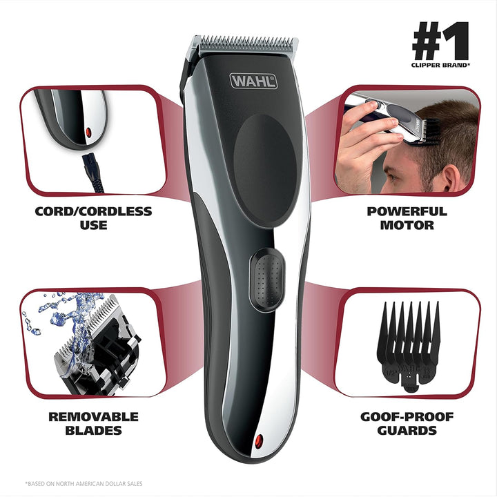 Clipper Rechargeable Cord/Cordless Haircutting & Trimming Kit for Heads, Longer Beards, & All Body Grooming - Model 79434