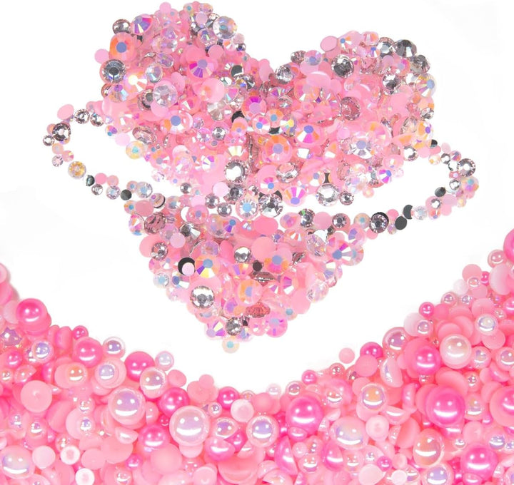 51G White Half Pearls for Crafting 4Mm 5Mm 6Mm 8Mm 10Mm Mix Sizes Pure White Flatback round Beads Charms for Nails Face Eyes Makeup Tumblers Bottles DIY Crafts Bedazzling Clothes Shoes Phones