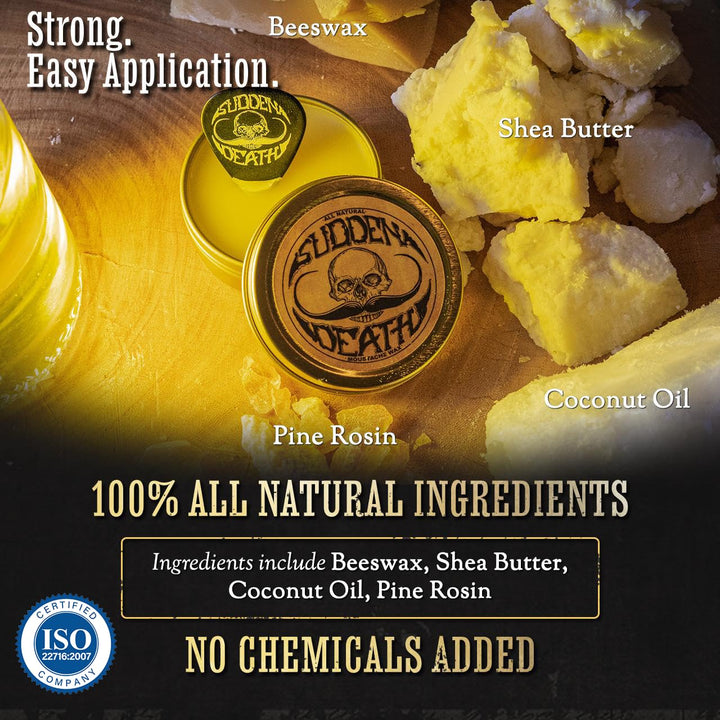 Mustache Wax Strong Hold Grooming for Men | Sudden Death Moustache & Beard Wax 1Oz Tin | Perfect for Handlebar Mustaches by  | No Heat Source Required