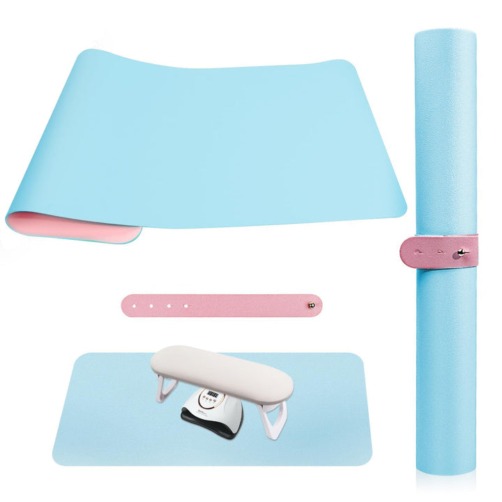 Nail Art Table Mat, (MAT ONLY) Soft Microfiber PU Leather Nail Hand Rest for Nail Arm Rest Cushion, Foldable Nail Art Rest Pillow Manicure Pad Desk Mat - Pink