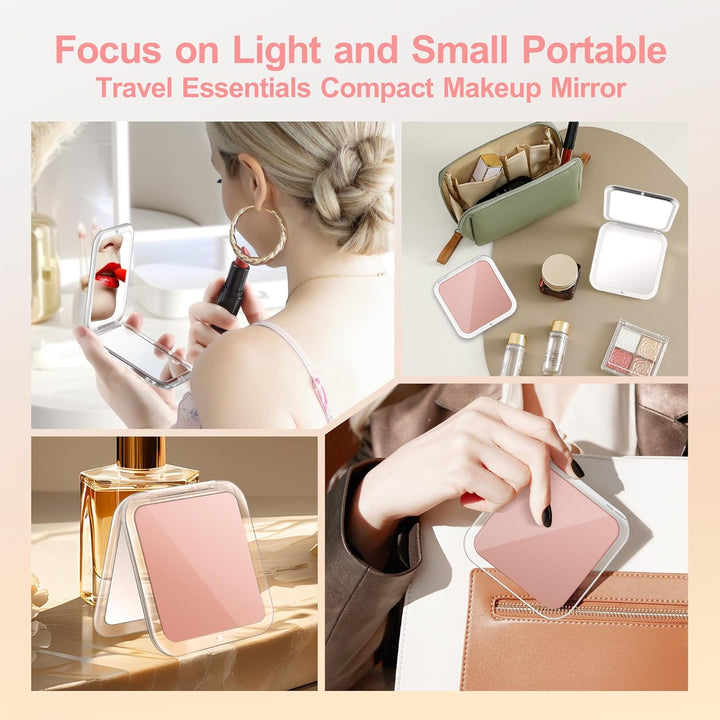 Compact Mirror, 30X Magnifying Mirror, Pocket Mirror for Purse, Travel Makeup Mirror with 30X/1X Magnification, Travel Essentials Mirrors, Precision Tweezers, Present for Girls