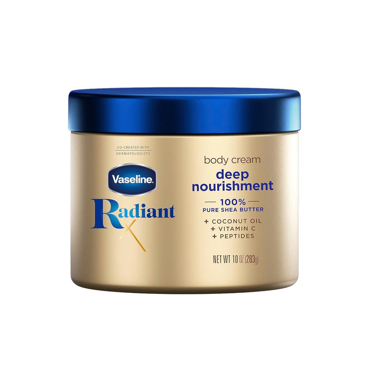 Radiant X Deep Nourishment Body Cream 100% Pure Shea Butter, Coconut Oil, Vitamin C, & Peptides 10 Oz