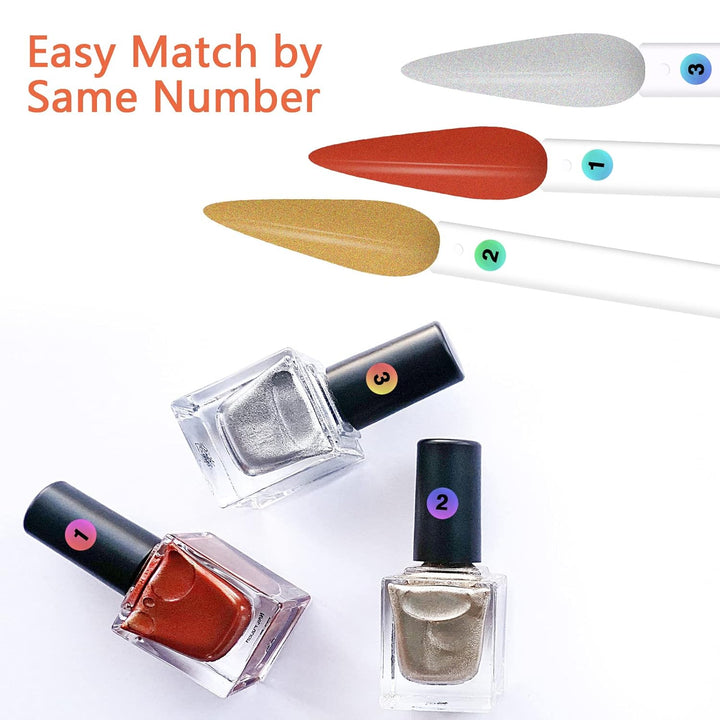 100 Ps Nail Swatch Sticks with Number Stickers, Nail Color Display Stiletto Tips, Fan-Shaped Nail Polish Practice Sticks, Nail Art Display Sample Color Wheels (Transparent)