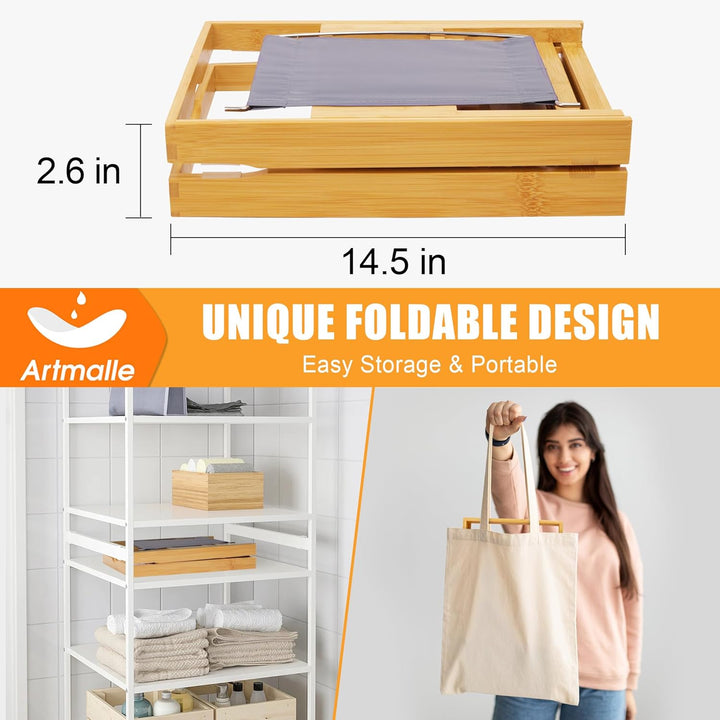 Luxury Bathtub Caddy Tray for Tub - Foldable Bamboo Bath Table Tray with Book and Wine Glass Holder, Expandable Bathroom Accessories for Spa or Reading Lite Style