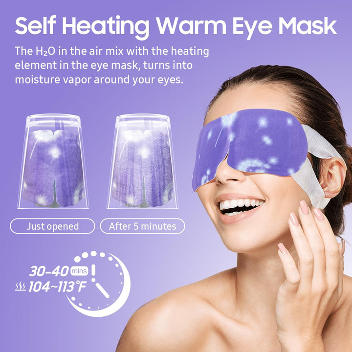 20 Packs Steam Eye Mask, Heated Eye Mask Warm Compress for Eyes, Disposable Self Heating Steam Mask for Home, Sleep, Spa, Travel Essentials & Relaxation Gifts for Women (Lavender)