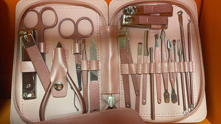 Nail Clippers Set, 26 Piece Manicure Set & Pedicure Kit, Stainless Steel Fingernail & Toenail Clipper Cutters, Professional Nail Care Tools with Luxurious Travel Case for Men and Women, Black