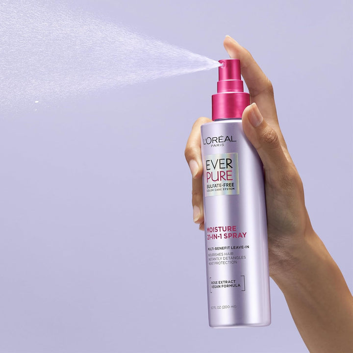 Sulfate Free Moisture 21-In-1 Leave-In Conditioner for Dry Hair, Everpure, 6.7 Fl Oz