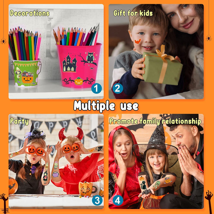 250 Styles Glow Halloween Party Supplies, Luminous Halloween Temporary Tattoos for Kids Birthday Party Decorations Favors, Halloween Goodie Bag Fillers (24 Sheets)