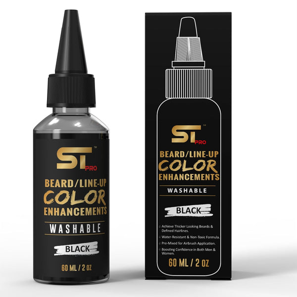 Airbrush Hair & Beard Enhancement Ink | Barber-Grade Line-Up & Filler Spray | Water Resistant, Washable, Pre-Mixed for Precision Hairlines & Sharp Edges (Washable / 60ML Black)