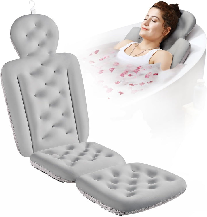 Full Body Bath Pillow for Bathtub, Thick Bathtub Cushion with Laundry Bag, Luxury Tub Pillow for Bath for Headrest Neck and Back Support White 51" X 16"
