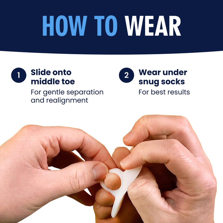 Hammer Toe Gels - 2 Pairs - Hammertoe Support Crest for Women & Men - Cushion & Temporary Splint for Toe Alignment, Crooked Toes, and Pain Relief - White - 1 Loop Design