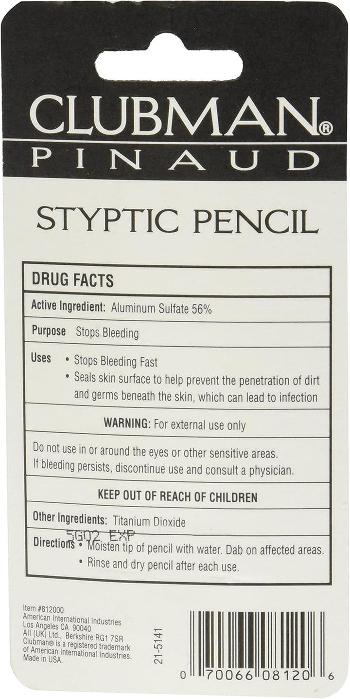 Pinaud Styptic Pencil for Men – Stops Bleeding Stick for Shaving Cuts, Travel Size, White, 0.33 Oz, 3 Pack