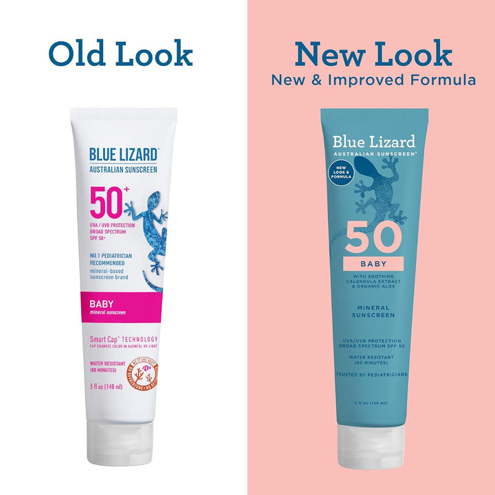 BABY Mineral Sunscreen with Zinc Oxide, SPF 50+, Water Resistant, UVA/UVB Protection with Smart Cap Technology - Fragrance Free, 5 Oz. Tube