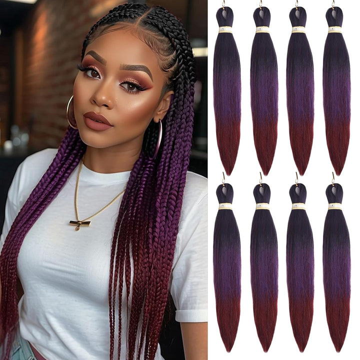 Long Purple Braiding Hair 30 Inch, Pre Stretched Synthetic Braiding Hair for Braids,2 Packs Purple Rumi Hair Extensions for Stage Party Halloween Costume Cosplay