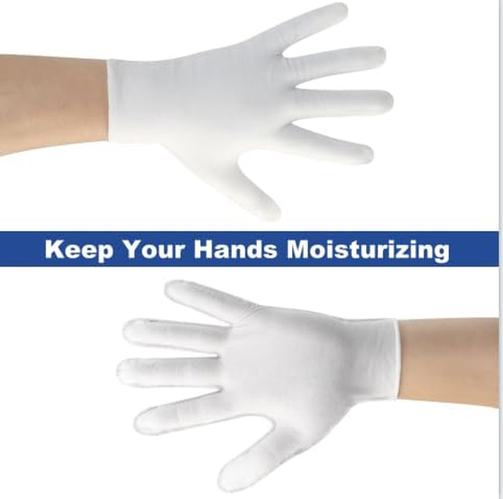 3 Pairs White Cotton Gloves, Premium Cotton Gloves for Dry Hands Sleeping, White Gloves for Moisturizing Hands Women and Men, Cloth Gloves for Eczema, Spa Glove for Lotion Overnight by