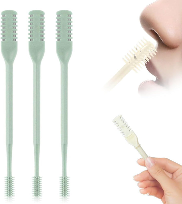 2-In-1 Nasal Hair Cutter, 2025 New Double Sided Nose Hair Knife, Portable Nostril Hair Remover Tool, 360° Rotating Nose Hair Trimmer with Ear Picker for Women and Men (Blue, 3 PCS)