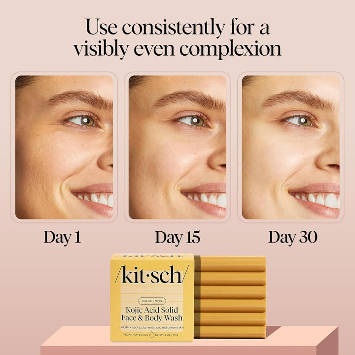 Kojic Acid Soap – Turmeric Soap Bar with Hyaluronic Acid & Shea Butter – Brightening & Hydrating Body Wash & Face Wash for Dark Spots, Even Skin Tone & Natural Glow - Made in USA - 4 Oz