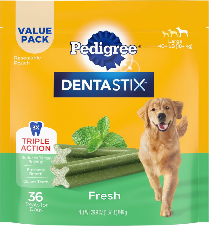 Dentastix Large Breed Dog Treats, Fresh Flavor, 1.46 Lb. Bag (28 Treats)