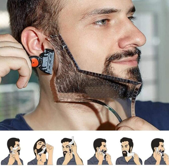 Beard Shaping & Styling Tool with Comb for Perfect Line up & Edging for Men'S Jaw Cheek/Neck Line, Symmetric/Curve/Step Cut Works with Any Beard Razor Electric Trimmers or Clippers (Clear-1Pcs)