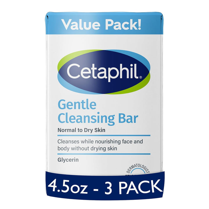 Gentle Cleansing Bar, 4.5 Oz (Pack of 6), Nourishing Cleansing Bar for Dry, Sensitive Skin, Non-Comedogenic