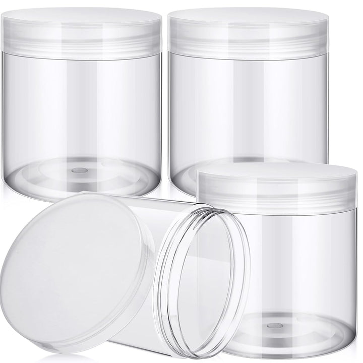 4 Pieces round Wide-Mouth Leak Proof Plastic Container Jars with Lids for Travel Storage Makeup Beauty Products Face Creams Oils Salves Ointments DIY Making(1 Ounce,White)