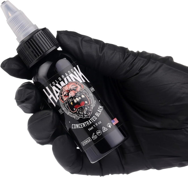 Black Tattoo Ink 1 Oz (30Ml) Vegan-Friendly USA Standard Pigment Tattoo Supplies Concentrated Black TI203-30-002