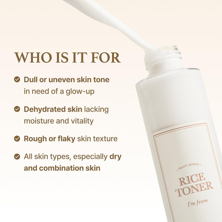 Rice Toner for Sensitive Skin, Rice Extract from Korea, Glow Essence with Niacinamide, Hydrating, Vegan, Alcohol Free, Fragrance Free, Peta Approved, K Beauty Toner, 5.07 Fl Oz