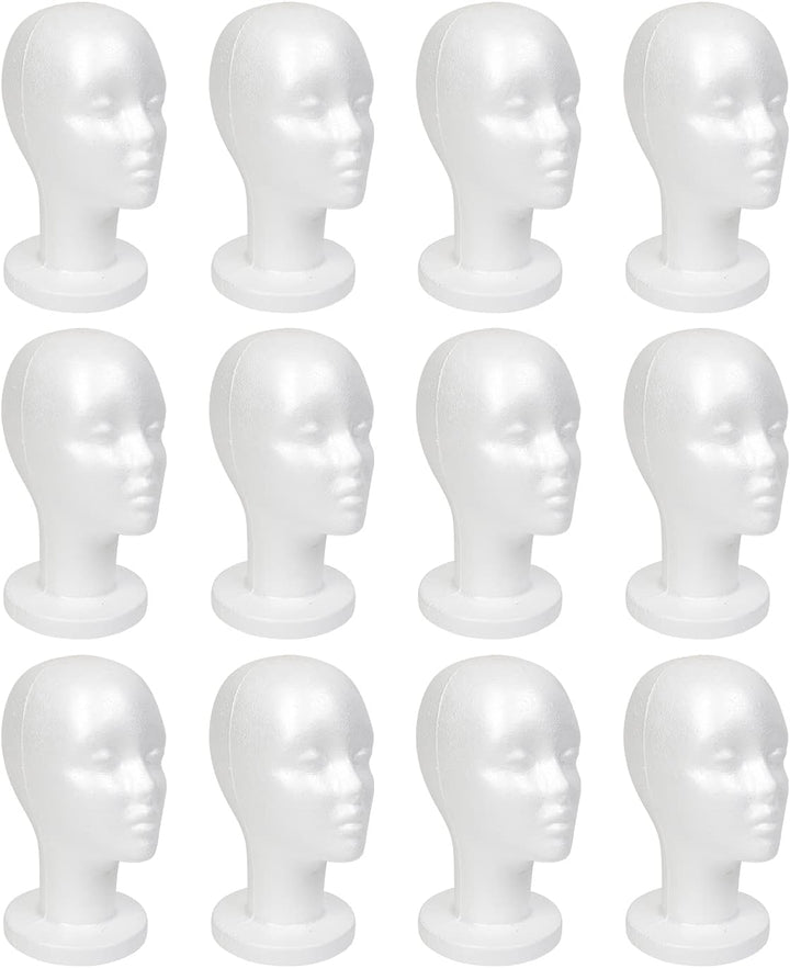 11.4-Inch Styrofoam Mannequin Head (1 Pack) - White Foam Wig Stand for Wigs, Hats, Masks, Hairpieces, Arts, Crafts, DIY Projects, Salon Display, and Travel Use