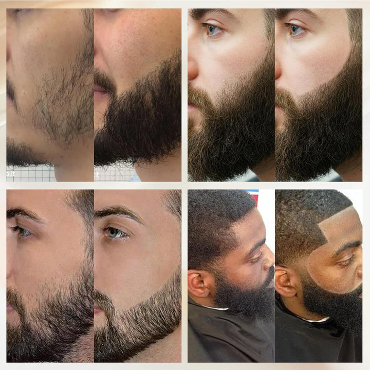 Beard Pencil Filler for Man Water Proof Beard Pen & Beard Brush Long Lasting Coverage Natural Finish - Black Hair Fiber Enhancements Barber Spray - Male Mustache Repair Shape Enhance Card Facial Hair