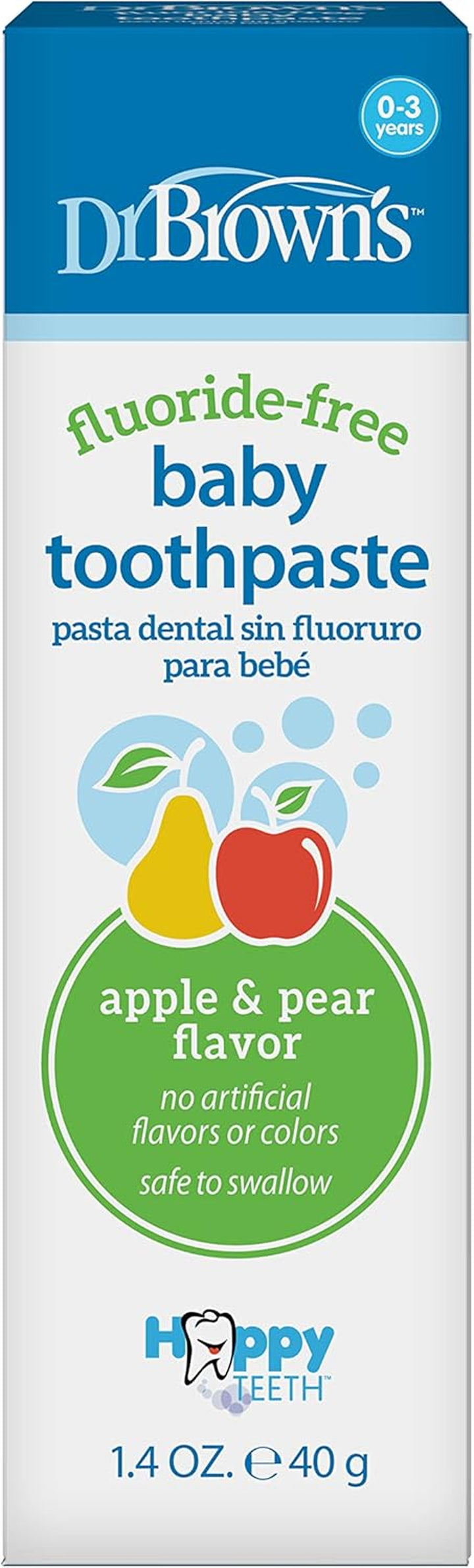 Fluoride-Free Baby Toothpaste, Safe to Swallow, Apple Pear, 1-Pack, 1.4Oz/40G, 0-3 Years