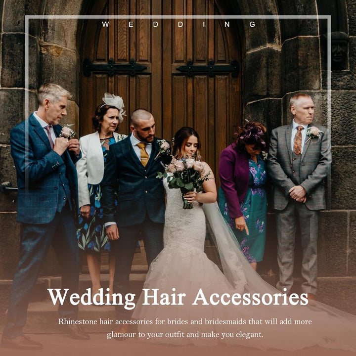 Gold Wedding Pearl Hair Comb Bride Crystal Hairpiece Bridal Rhinestone Hair Clip Hair Accessories for Women (Set of 2) (A-Gold)