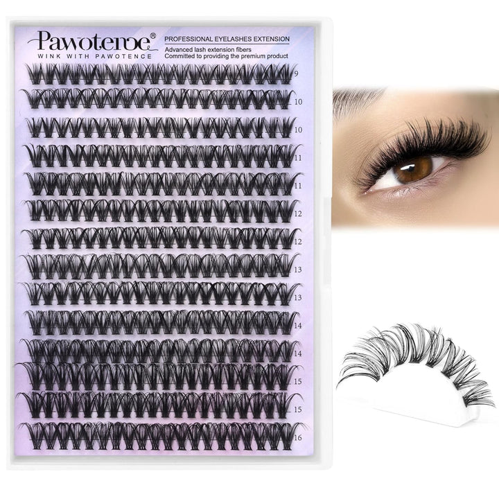 Lash Extension Kit DIY 280Pcs Lash Clusters Eyelash Extension Kit, 9-16Mm 30D 40D Individual Lashes Kit with Lash Bond and Seal, Lash Tweezers for Self Use (30D&40D, 0.07D, 9-16Mm, Kit)