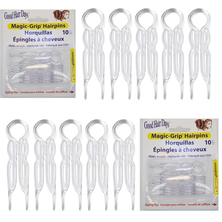 Hair Pins - 2 1/2" Plastic, U-Shaped Magic Grip Hairpins, Strong Durable Pins for Fine, Thick & Long Hair, Styling Accessories - Tortoise Shell, Set of 10