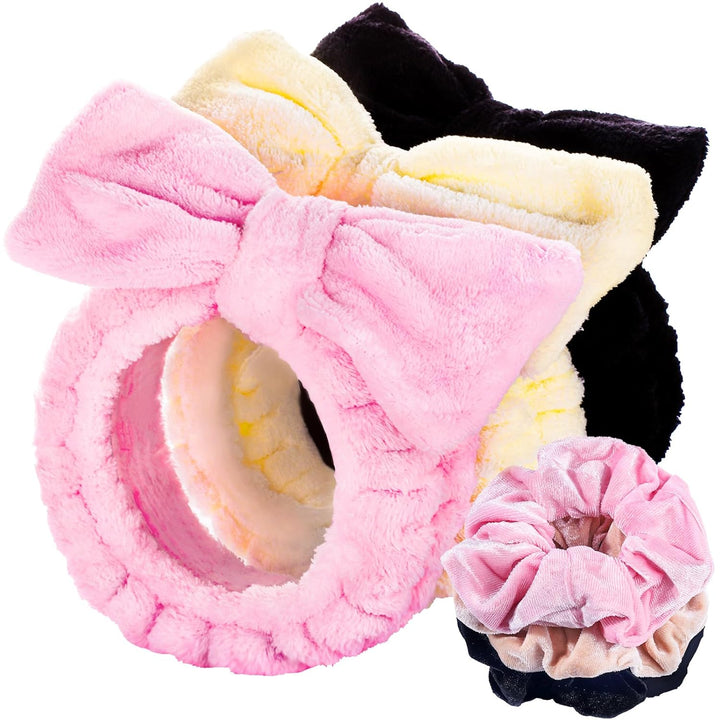 Spa Headband, Makeup and Skincare Headbands, Headband for Washing Face, Face Wash Skin Care Make up Headbands, with Hair Scrunchies, Christmas Gifts for Teens, for Women, Girls
