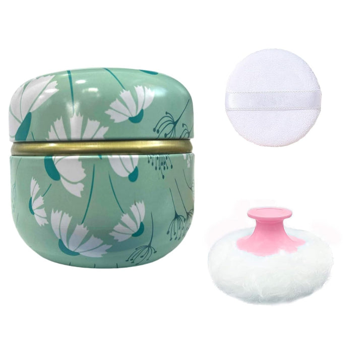 Body Powder Puff and Container for Dusting Powder, Women Powder Puff and Powder Case for Bath and Travel (Romantic Flowers)