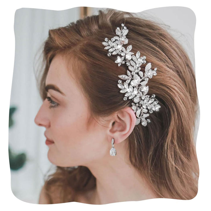 Wedding Hair Clips Silver Rhinestone Bridal Headpiece Prom Hair Accessories for Women