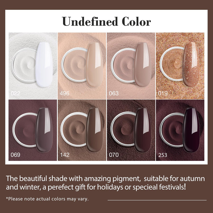 30Pcs Dip Powder Nail Kit Starter, 8 Colors Fall Nude Brown Glitter Purple Nude with Nail Sticks, Nail Art Liquid Set with Matte/Base/Top Coat Activator for French Manicure Salon