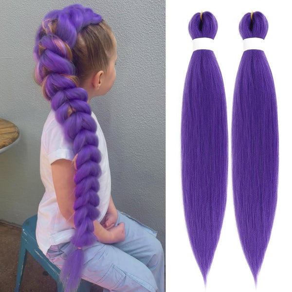 Long Purple Braiding Hair Pre Stretched Synthetic Braiding Hair Extensions for Braids, Purple Hair Extensions for Stage Party Halloween Costume Cosplay