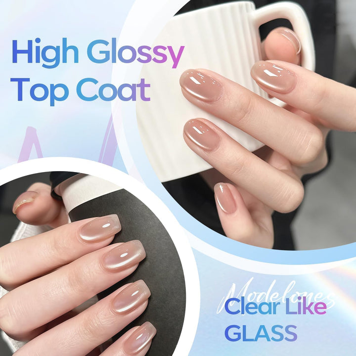Gel Top Coat, 15Ml No Wipe Gel Nail Polish High Gloss Top Coat Shiny Long Lasting Clear Top for Acrylic Nails, Need U V/LED Lamp for Home DIY Gift and Fall Manicure Salon