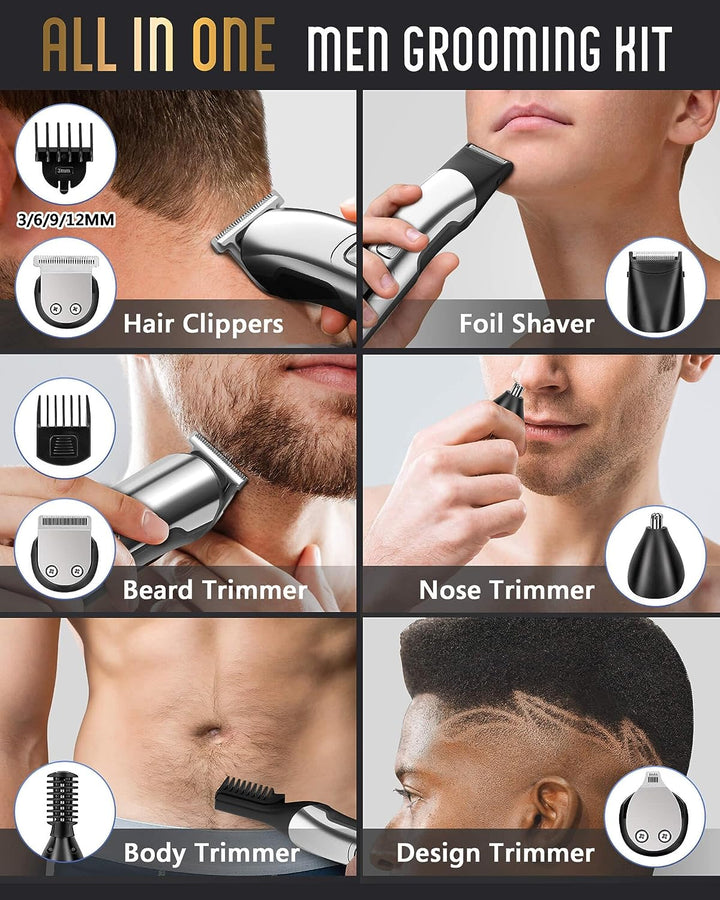 Beard Trimmer for Men, Waterproof Electric Razor for Nose, Body, Face & Mustache, Cordless Hair Clippers Shavers Grooming Kit, Gifts for Men Husband Father