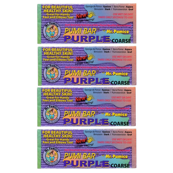 Purple PUMI Bar - Extra-Coarse, Pumice Stone for Feet Callus Remover, Pedicure Tools for Feet, Foot Scrubber for Dead Skin Remover, Foot Care, 4 Pack