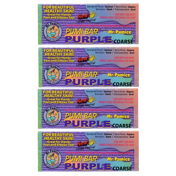 Purple PUMI Bar - Extra-Coarse, Pumice Stone for Feet Callus Remover, Pedicure Tools for Feet, Foot Scrubber for Dead Skin Remover, Foot Care, 4 Pack