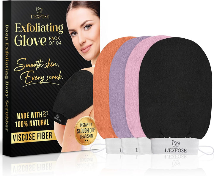 Kessa Hammam Deep Exfoliating Glove 2Pc - Korean Exfoliating Mitt for Shower Ideal for Dead Skin Remover, Keratosis Pilaris & Self-Tanning to Improve Skin Tone Made with 100% Natural Viscose