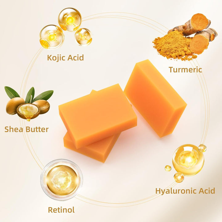 Kojic Acid Turmeric Soap Bar - Dark Spot Remover for Face Even Skin Tone, Moisturizing & Nourishing Natural Ingredients 2Packs